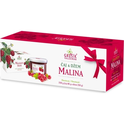 Grešík Čaj & Džem MALINA dárková kazeta 20 sáčků a 210 g