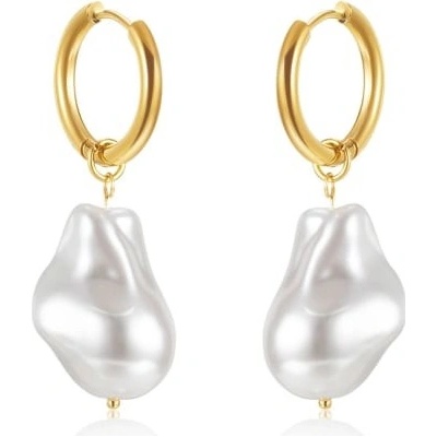 Ornamenti pozlacené náušnice Chunky Pearl gold ORT300038