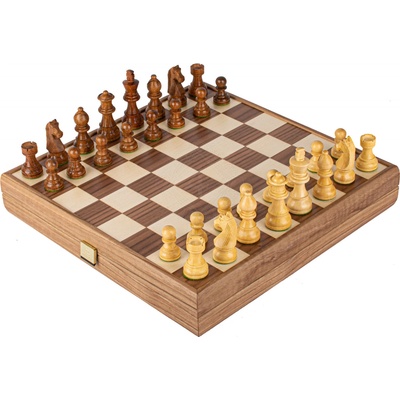 Manopoulos Šachy z ořechu 43x43 cm, šachové figurky Staunton (král 8,5 cm), hnědá a slonová kost