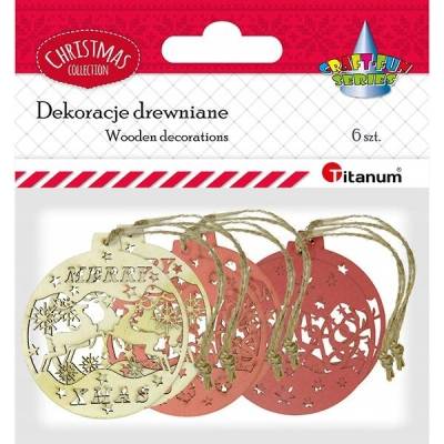 Drevená ozdoba Craft-Fun závesná ozdoba vianočná guľa 3 Titanum