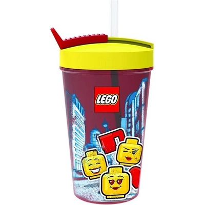 LEGO® Iconic Girl kelímek s brčkem žlutá červená 500 ml