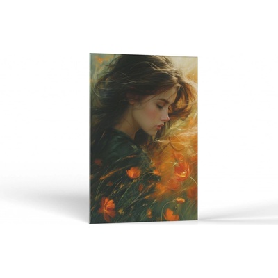 Portréty Dievča a letné kvety | Obraz na dreve Rozmery: 30x45