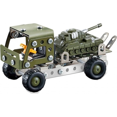 Alltoys Kovová stavebnice vojenské auto s tankem 133 ks