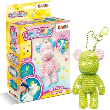 CRAZE Творчески комплект, Craze, Направи си сам ключодържател с диамантена бродерия, Плюшено мече