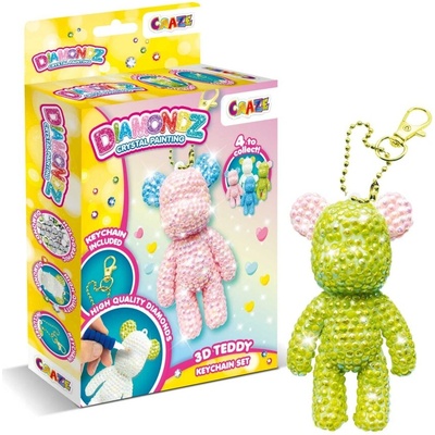 CRAZE Творчески комплект, Craze, Направи си сам ключодържател с диамантена бродерия, Плюшено мече