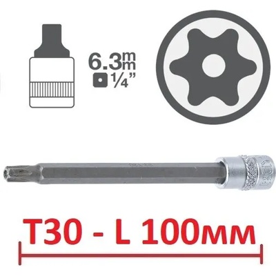 BGS technic Torx t30 с дупка l100мм на вложка 1/4 ; bgs 4203
