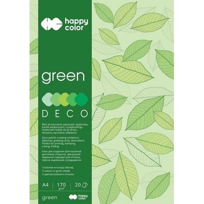 Happy Color Blok Deco Green A4 170g 20 listů 5 barev zelené odstíny HA 3717 2030 052