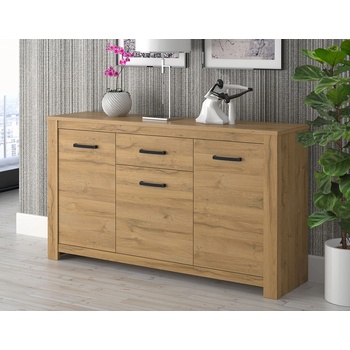 Forte Комод ten с 1 чекмедже и врати 160 см, античен дъб (hvnk232-d67)