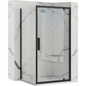 Rea Правоъгълна душ кабина с въртяща се врата Rea Rapid Swing 80x90 черна (5902557342426+5902557342556)