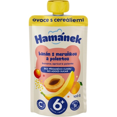 Hamánek kapsička Jablko s banánem meruňkou a polentou 100 g – Zboží Dáma