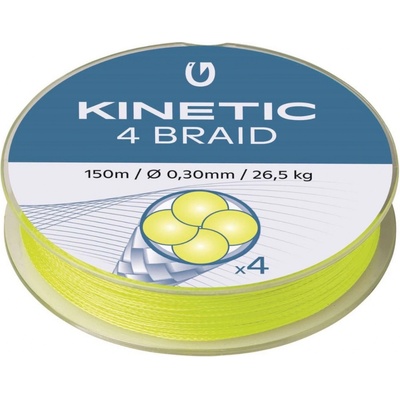 Kinetic pletená šnúra 4 Braid Fluo Yellow 150m 0,08 mm 3,3 kg