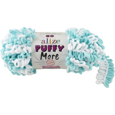 Alize příze Puffy More 6269 bílá a mentolová