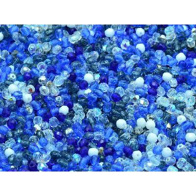 Glass beads, s.r.o. Broušené korálky - ohňovky 3 mm mix - modrý Balení: 600ks