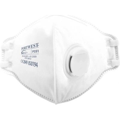 Portwest Respirátor Dust Mist Fold Flat P351 FFP3 s ventilkem POR-P351WHR Bílá