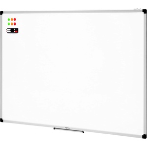 Amazon Basics magnetic whiteboard with aluminum frame, pen holder, 6 magnets, 1 eraser and 2 markers for use in the office and at home, for wall mounting, dry-wipe, 120cm x 90cm - 1548964532 (1548964532)