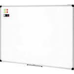 Amazon Basics magnetic whiteboard with aluminum frame, pen holder, 6 magnets, 1 eraser and 2 markers for use in the office and at home, for wall mounting, dry-wipe, 120cm x 90cm - 1548964532 (1548964532)