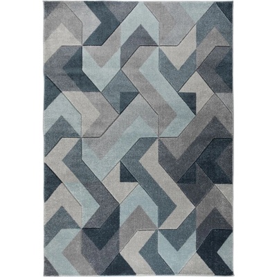 Flair Rugs Hand Carved Aurora Denim Blue Modrá