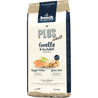 bosch 12, 5кг Plus Bosch, суха храна за кучета - пъстърва и картофи