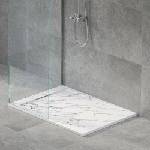 Inter Ceramic Правоъгълно композитно душ корито Inter Ceramic 100x80 см, матово бяло мраморно покритие (10080MB-3)