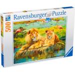 Ravensburger Пъзел Ravensburger от 500 части - Лъвове в саваната (16584)
