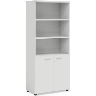 Economy Policová skriňa BASIC, so zámkom, 80x40x182,1cm, biela