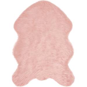 Pure Line Home Фигурална пътека tafalla с дълъг косъм, имитация на вълна, с анти-слип основа, Розова