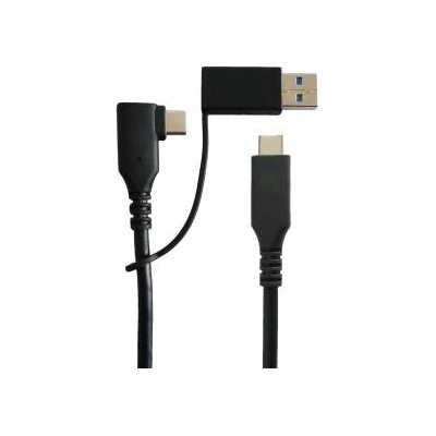 MicroConnect USB 3.2 Gen 1, C Male angled And A Male/C female adapter to C male, 1m, Alu housing, Cotton Sleeve