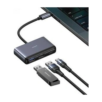 Usams US-SJ628 HUB 5w1 USB-C / USB-A 2.0, USB 3.0, USB-C, TF, SD dark grey