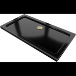 Mexen Flat правоъгълна плитка slim 130 x 70 см, черна, сифон златен - 40707013G (40707013G)