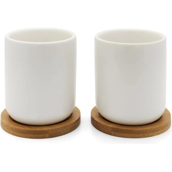 Bredemeijer group (Нидерландия) Комплект от 2 бр. керамични чаши за чай BREDEMEIJER Umea с бамбукови подложки - бели (BR 142013)