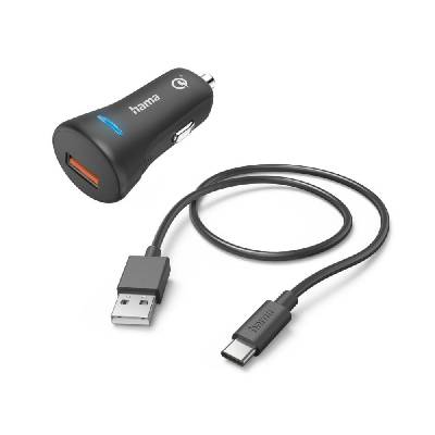 Зарядно за кола hama 12-24 v /usb-c 3a 19.5w + кабел (hama-201615)