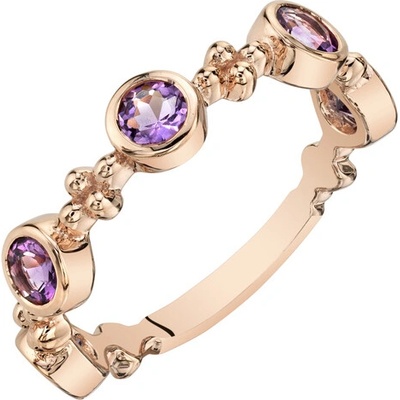 Eppi Stříbrný pozlacený eternity prsten s ametysty Joslyn R37725