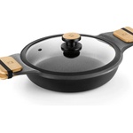BRA Плитка индукционна тенджера (тава) BRA MARKET с незалепващо покритие и капак - Ø32 x h8 см (BRA 790532)
