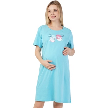 Image 1 of Нощница за кърмачки в синьо с обувчици и надпис