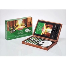 Derwent Academy Acrylic Paints Wooden Box Set dřevěný dárkový kufřík 12 ks