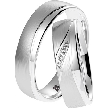 Blink Blink Elegantné obrúčky z bieleho zlata s matovaním a kameňmi 8050 BL