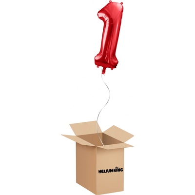 HeliumKing Balónový box Narodeninové číslo 1 červený 86 cm