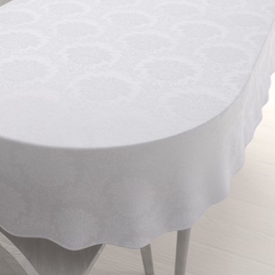 Biante Dekoračný oválny obrus Monako PM-122 Zámocký vzor biely 100x140 cm