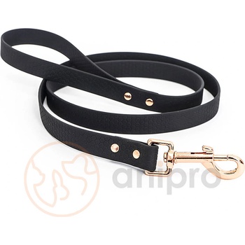 Anipro Hexagon - Повод лента хексагон за кучета, 20мм/120см черен с карабинка розово злато