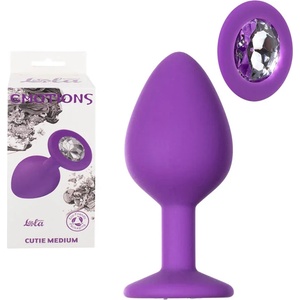  Силиконов плъг с вграден кристал, 8см. - Anal Plug Cutie Medium Purple (4012-06LOLA)
