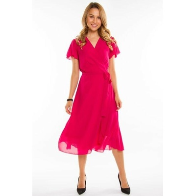 Bellezza Dámské zavinovací šaty KASANDRA midi fuchsiové Fuchsiová Magenta 0020006