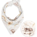 Biante detská bavlnená šatka Sandra SA-456 Medvedíkovia zajačikovia a veveričky v oblakoch na bielom