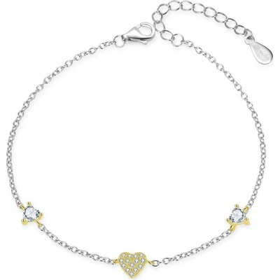 Moiss stříbrný náramek BICOLOR GOLD SRDCE B0000597