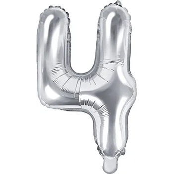 Image 1 of PartyDeco Балон от фолио Mini - число 4 сребърен 35 см