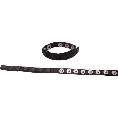 ostatní ROUGE Leather Single Multi Snap Cock Strap with Silver Buttons