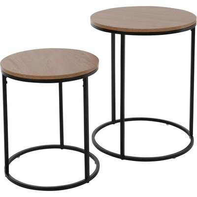 Homestyling Servírovacie stolíky okrúhle sada 2 ks borovica svetlá KO NB1510050 KO NB1510050