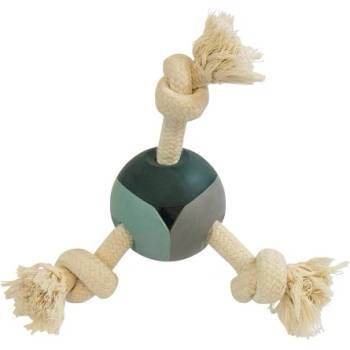 NOBBY Гумени играчки голяма топка с въжета на възли, топка 8 см + въжета 24 см - 1 брой, nobby Германия 53111