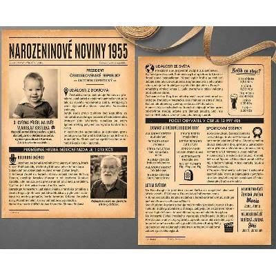 Narozeninové noviny 1955 – jednostranné až čtyřstranné