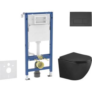 Geberit Duofix - Комплект за стенен монтаж, тоалетна Oudee и седалка softclose, бутон Delta50, черен мат SANI11CA5507 (SANI11CA5507)