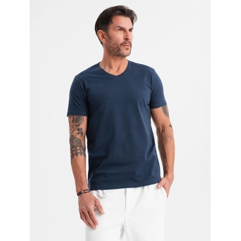 Ombre Clothing Мъжка класическа памучна тениска BASIC с V-образно деколте - тъмносиня Ombre Clothing | Sin | МЪЖЕ | S